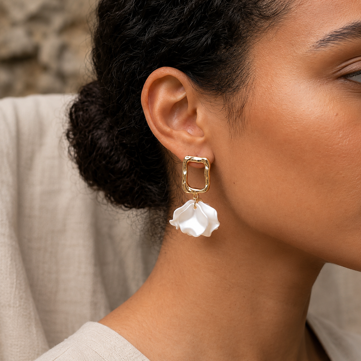 Aurelia Pearl Petal Drop Earrings