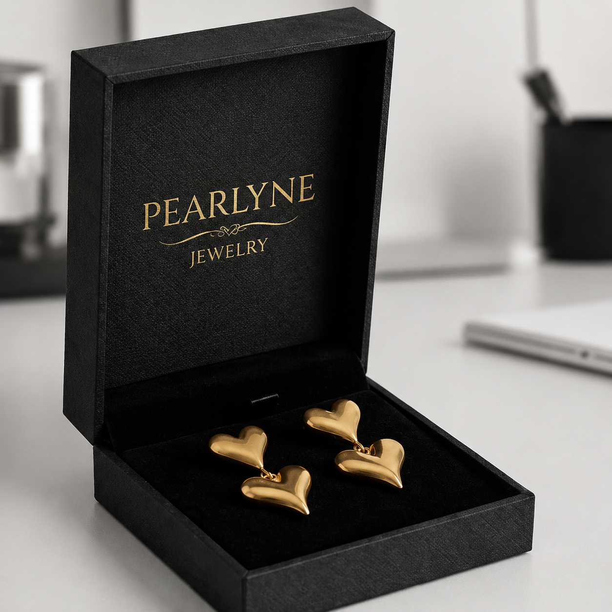 Amour Double Heart Drop Earrings