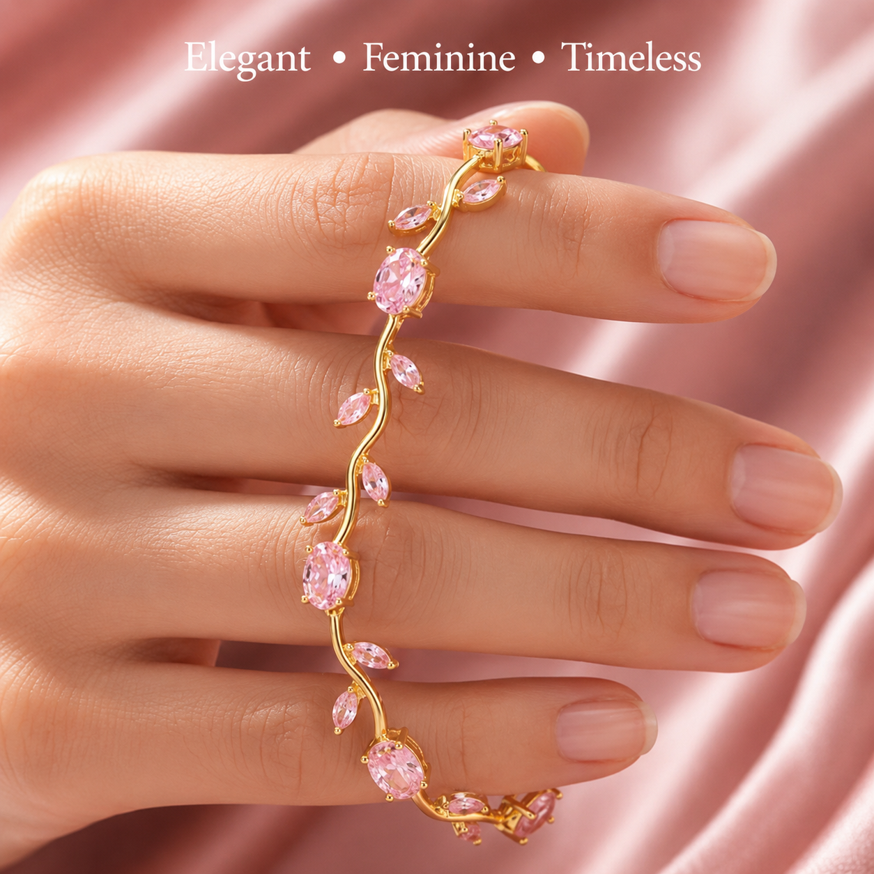 Pink Gemstone Vine Bracelet