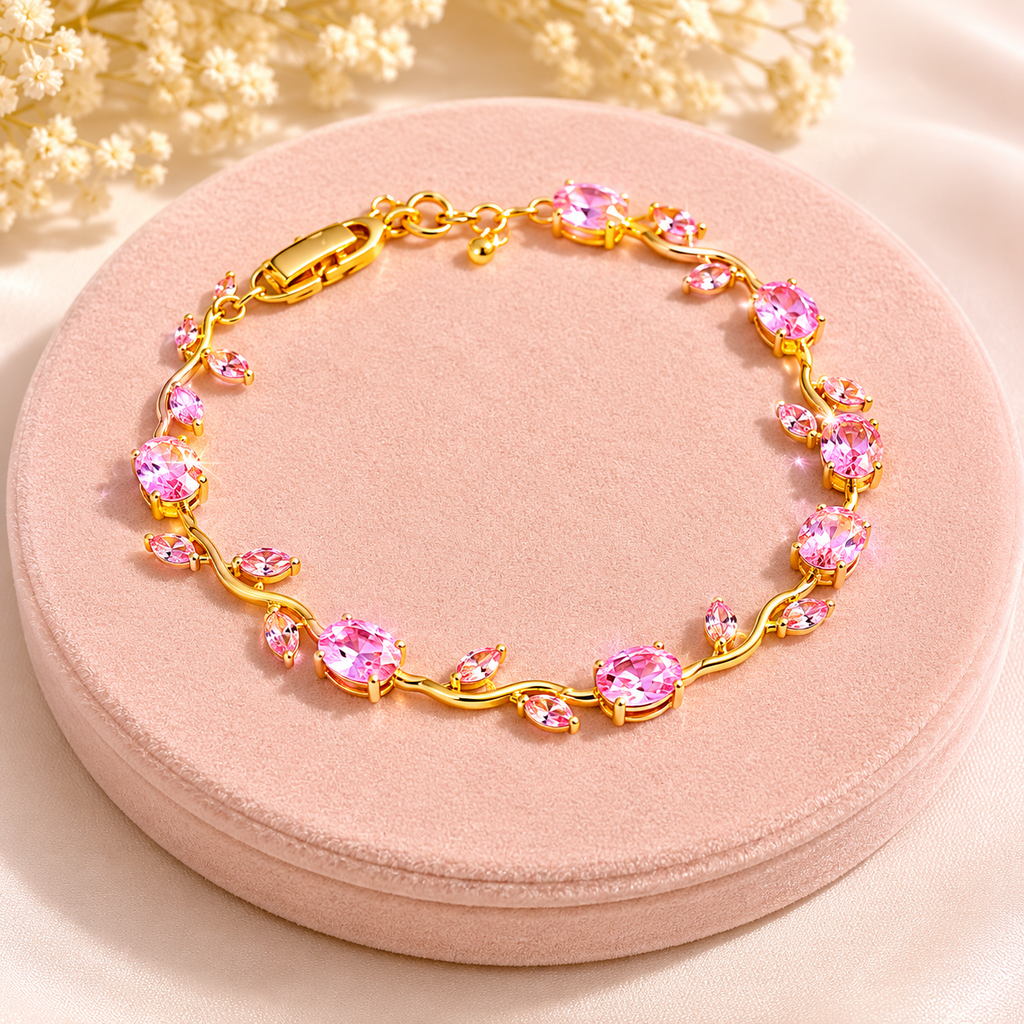 Pink Gemstone Vine Bracelet
