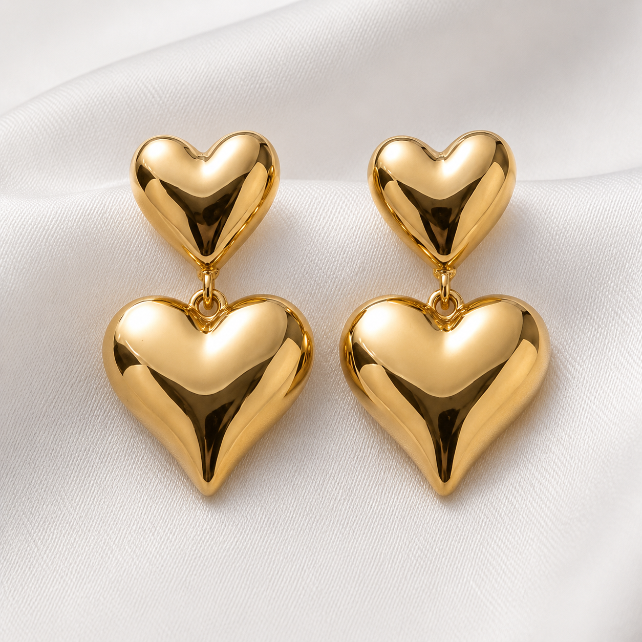 Amour Double Heart Drop Earrings