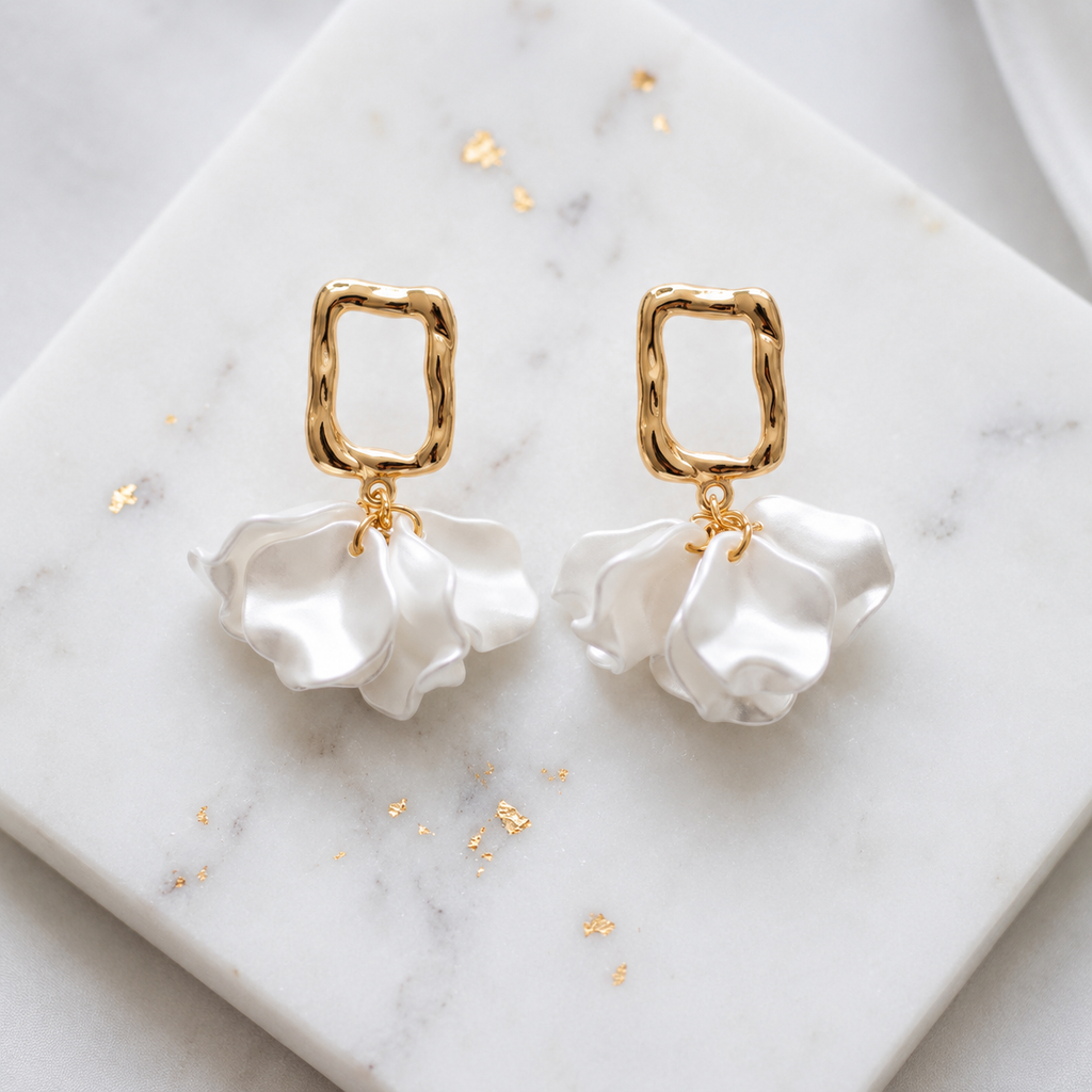 Aurelia Pearl Petal Drop Earrings