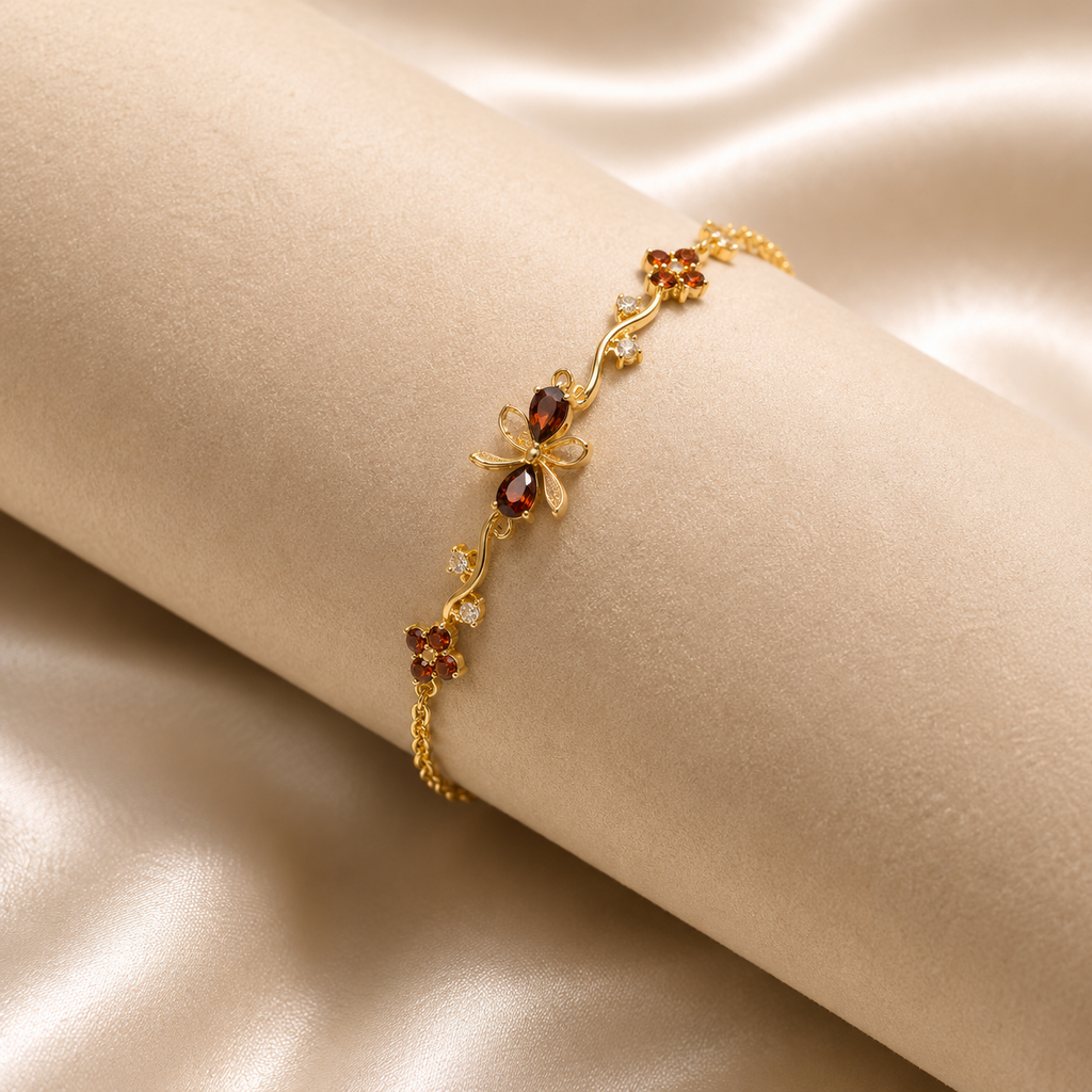 Ruby Bloom Vine Bracelet