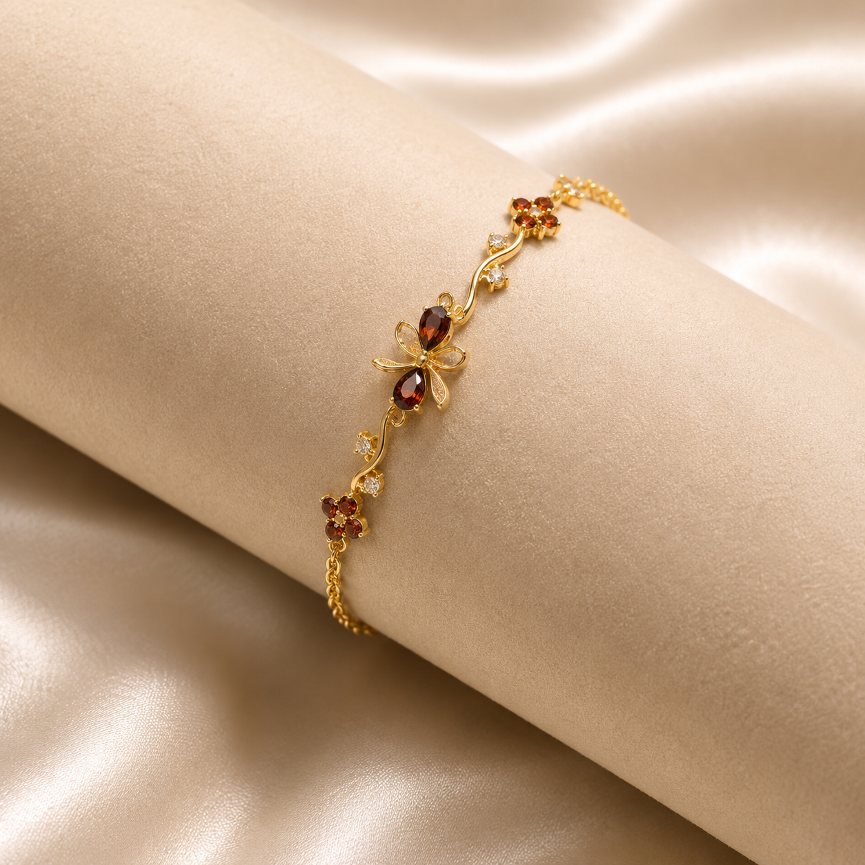 Ruby Bloom Vine Bracelet