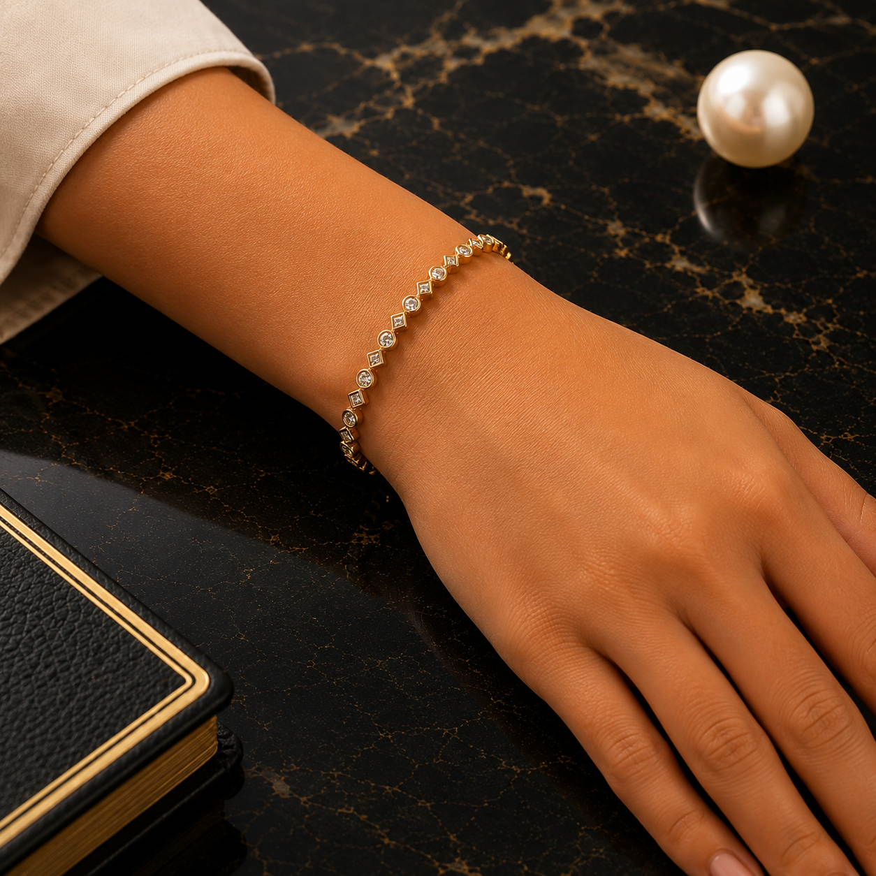 The Celestia Diamond-Dot Bangle