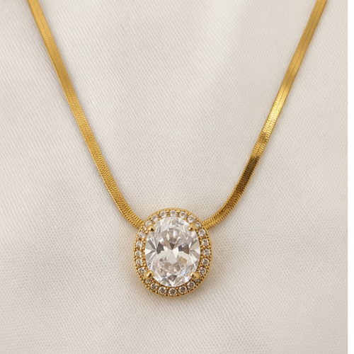 Celestia Oval Crystal Pendant Necklace