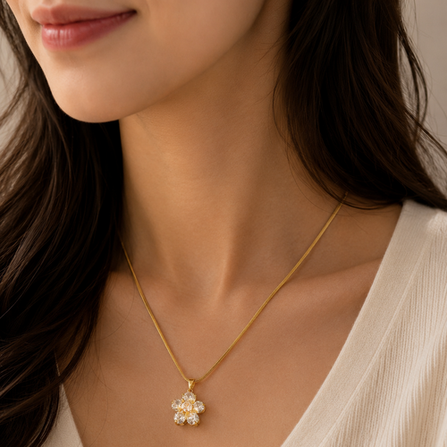 Crystal Bloom Floral Pendant Necklace