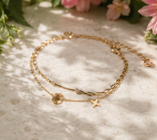 Golden Garden Ladybug Bracelet 💖🌼🐞✨