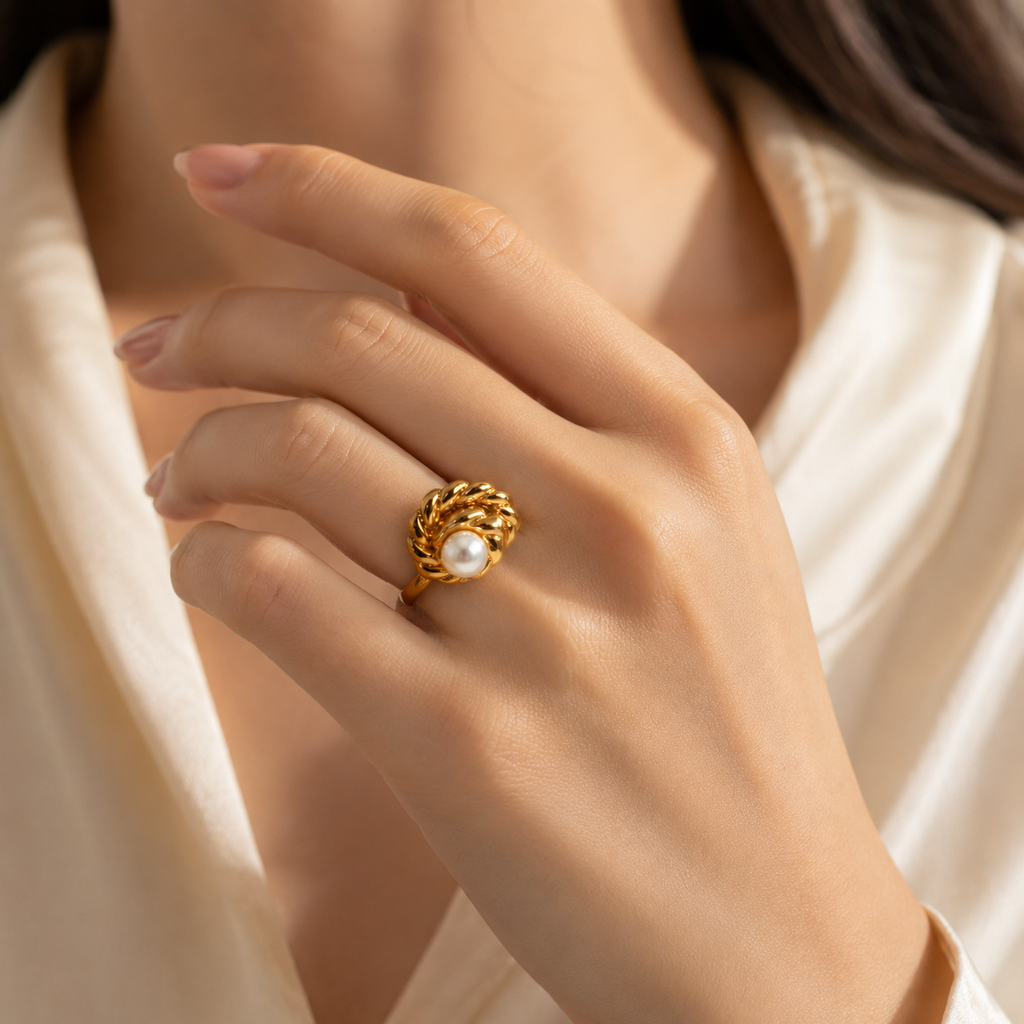 Pearl Crown Statement Ring