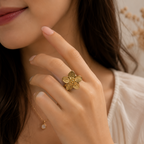Golden Blossom Statement Ring