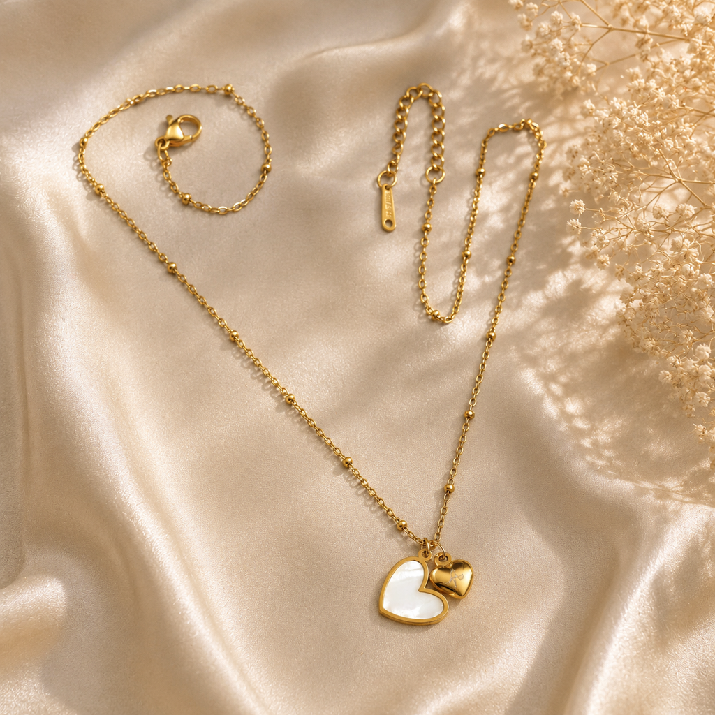 Golden Heart Initial Pendant Necklace