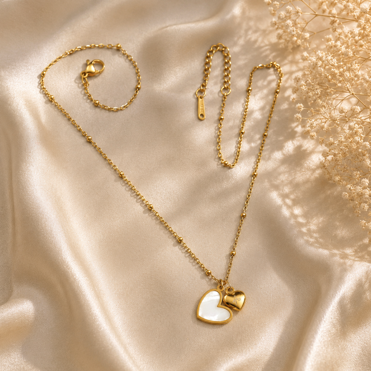 Golden Heart Initial Pendant Necklace