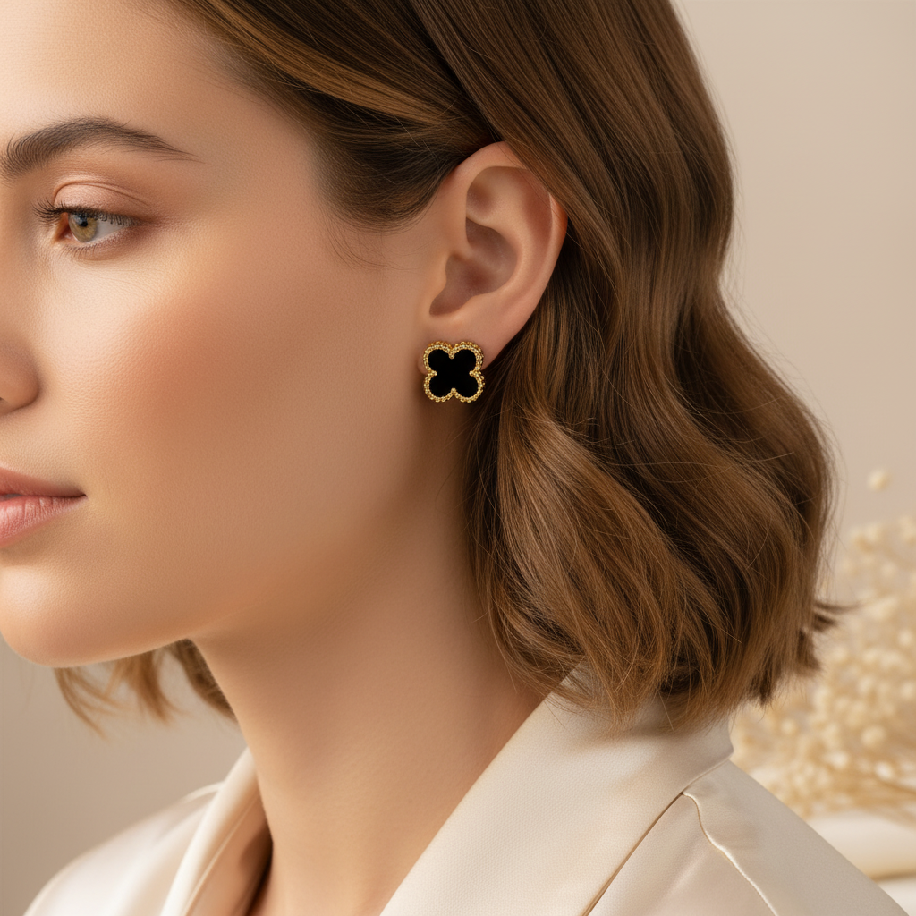 Midnight Clover Luxe Stud Earrings