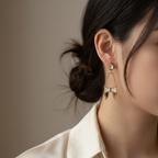 Elysian Mother-of-Pearl Bow Dangle Earrings