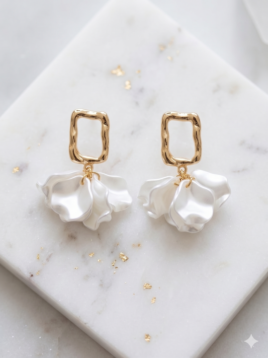 Aurelia Pearl Petal Drop Earrings 🌸🤍✨