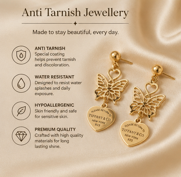 Golden Butterfly Love Charm Earrings