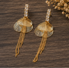 Golden Cascade Crystal Tassel Earrings