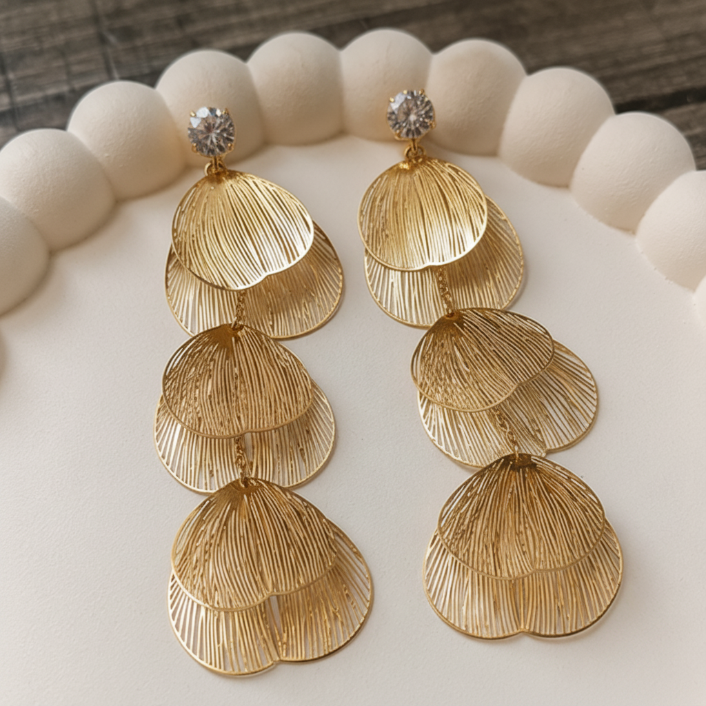 Golden_Cascade_Shell_Drop_Earrings