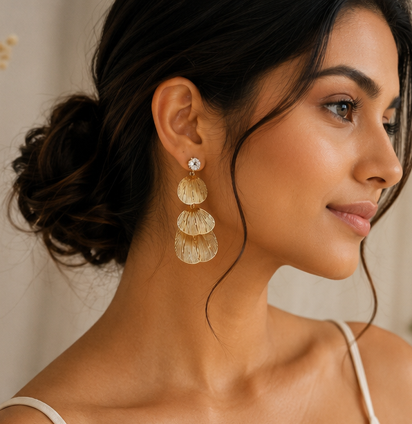 Golden_Cascade_Shell_Drop_Earrings