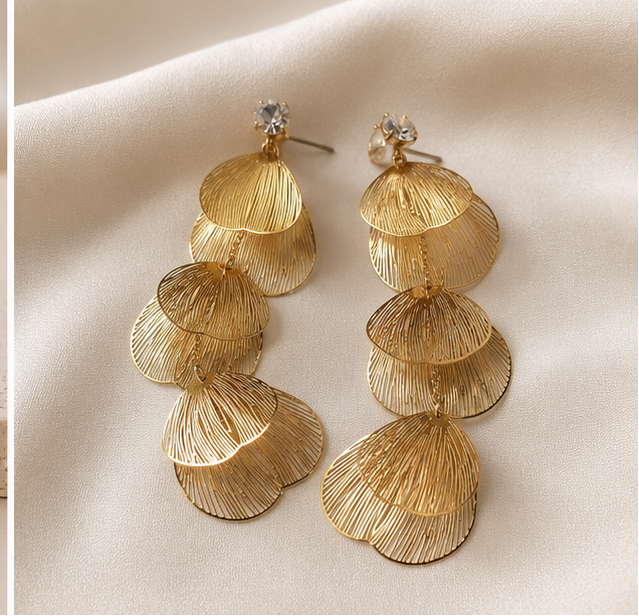 Golden_Cascade_Shell_Drop_Earrings