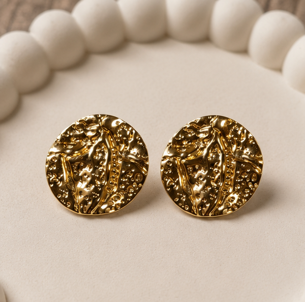 Golden Textured Muse Stud Earrings
