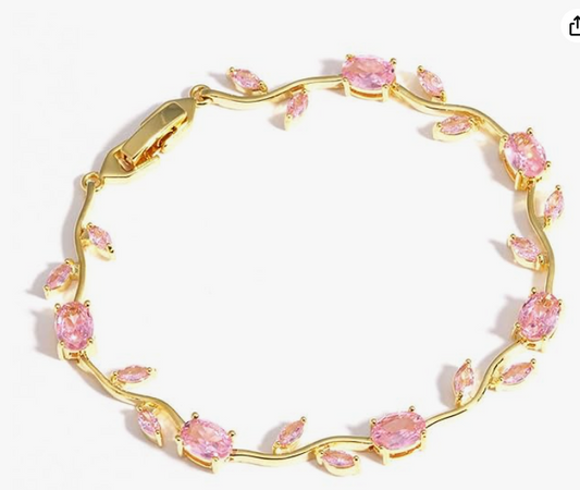 Pink Gemstone Vine Bracelet🌷✨