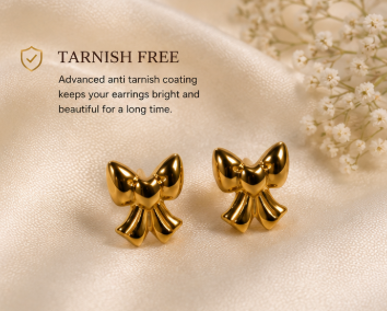 Golden Ribbon Stud Earrings 🎀✨