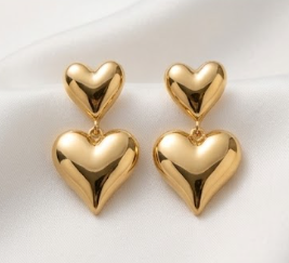 Pearlyne Amour Double Heart Drop Earrings 🌟💖✨