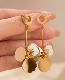 Pearlyne Tri-Petal Flower Dangle Earrings 🤍🪄🌸
