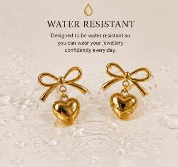 Golden Heart Bow Earrings 🎀✨