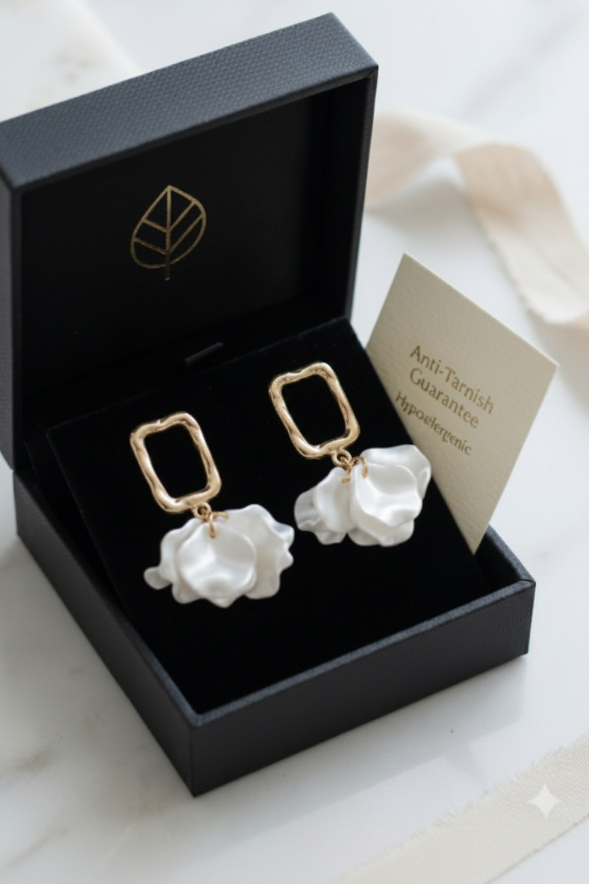 Aurelia Pearl Petal Drop Earrings 🌸🤍✨