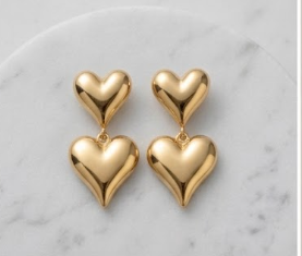 Pearlyne Amour Double Heart Drop Earrings 🌟💖✨