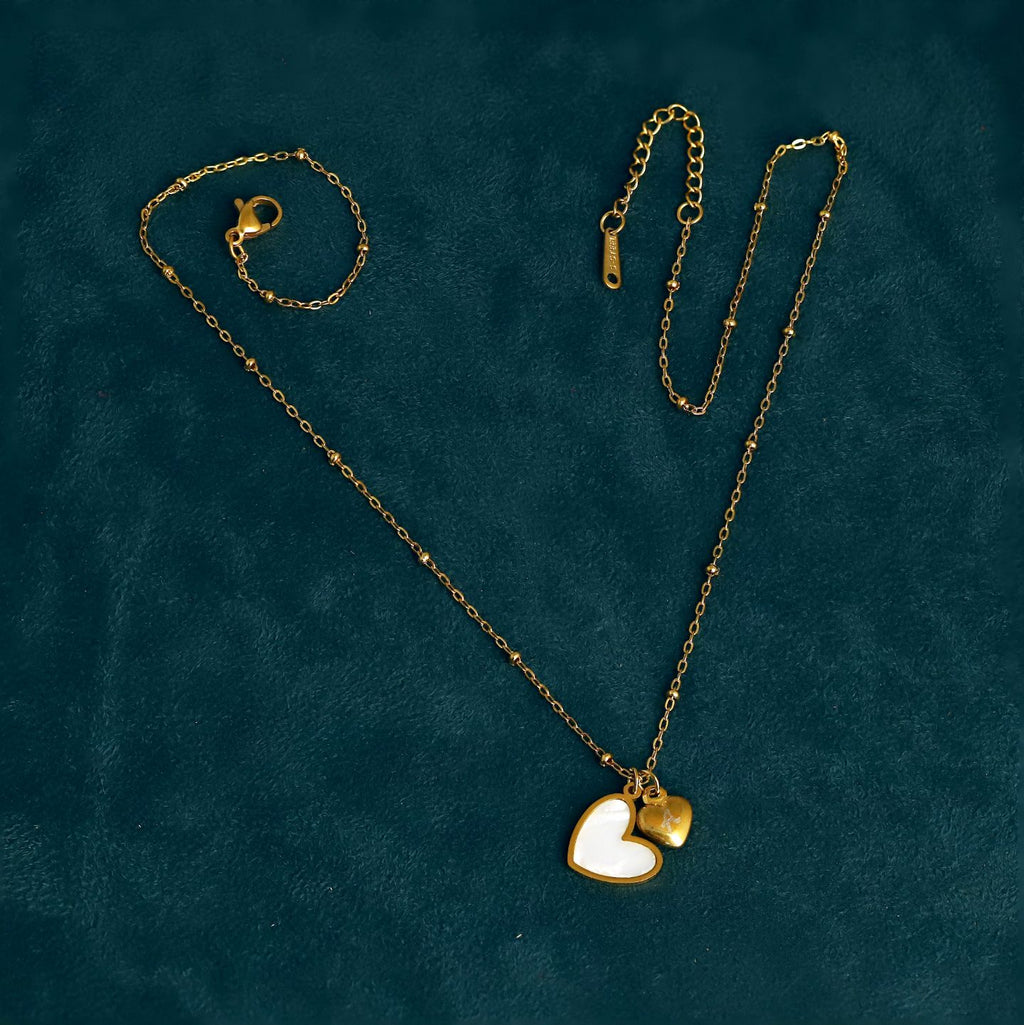 Golden Heart Initial Pendant Necklace