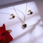 Midnight Heart Necklace & Earrings Set