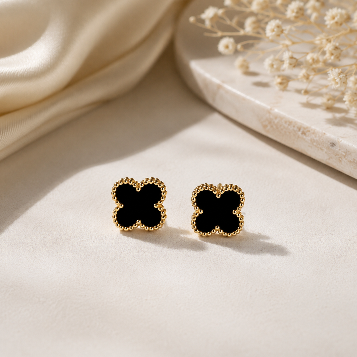 Midnight Clover Luxe Stud Earrings