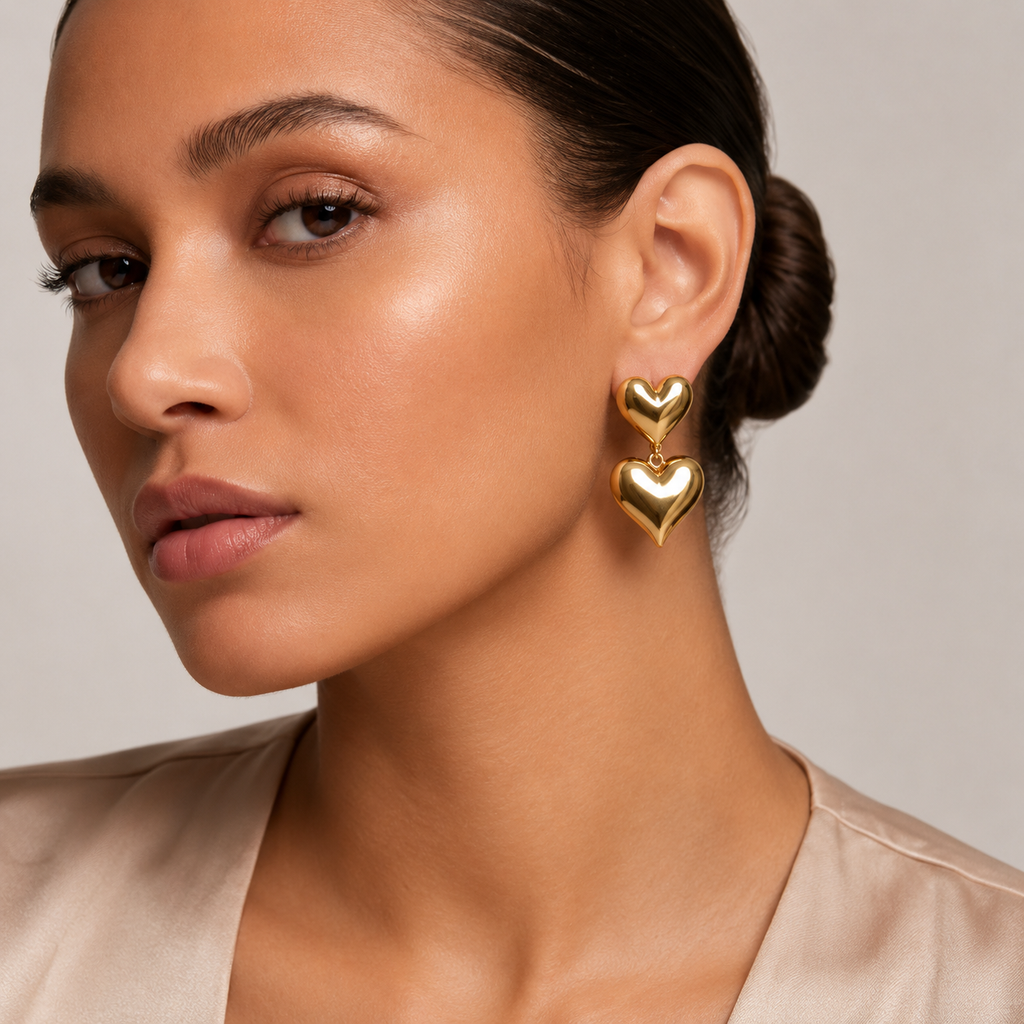 Amour Double Heart Drop Earrings