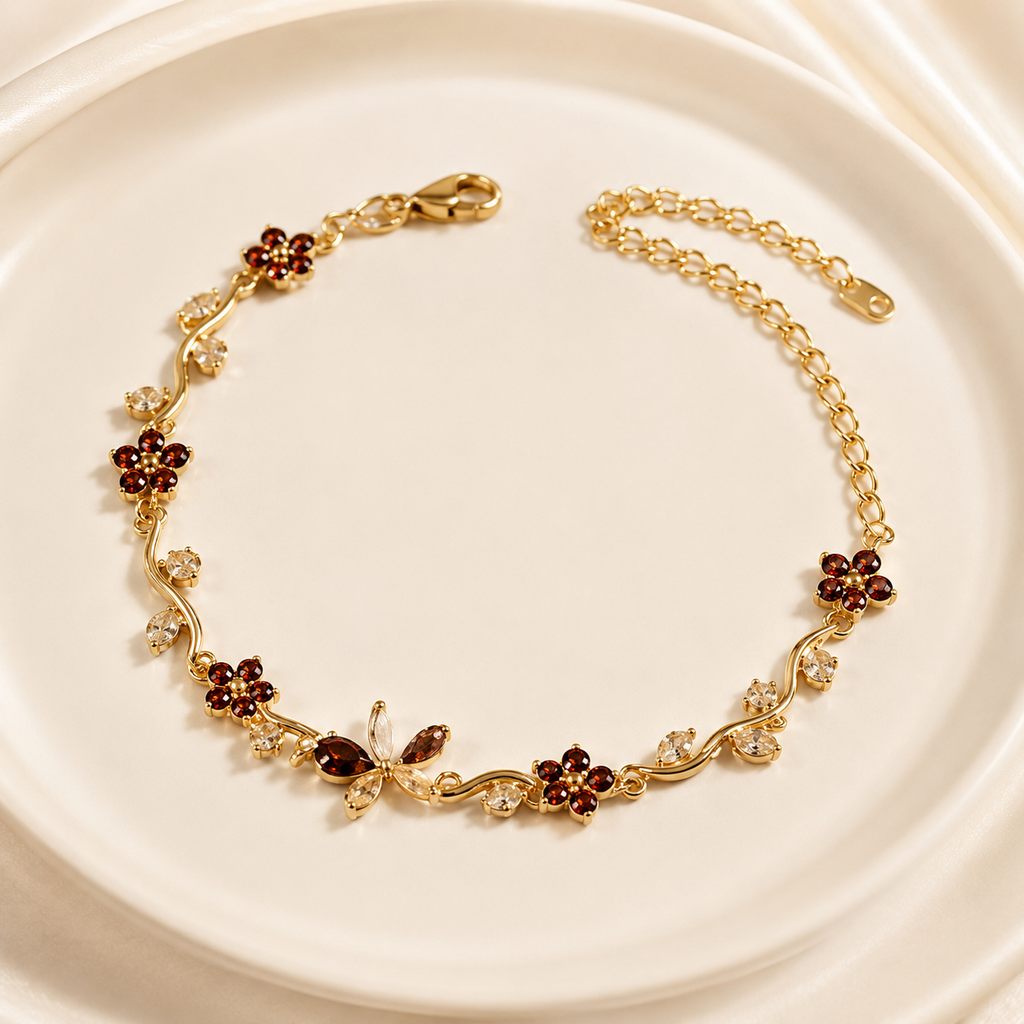 Ruby Bloom Vine Bracelet
