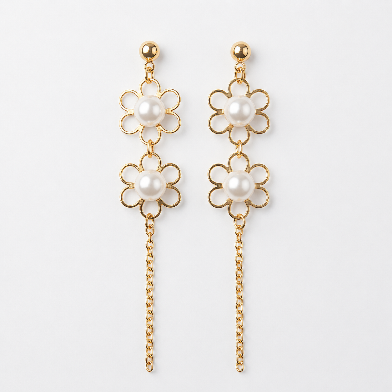 Pearl Bloom Tassel Earrings