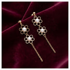 Pearl Bloom Tassel Earrings