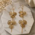 Golden Orchid Bloom Drop Earrings
