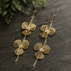 Golden Orchid Bloom Drop Earrings