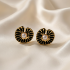 Midnight Pearl Bloom Stud Earrings