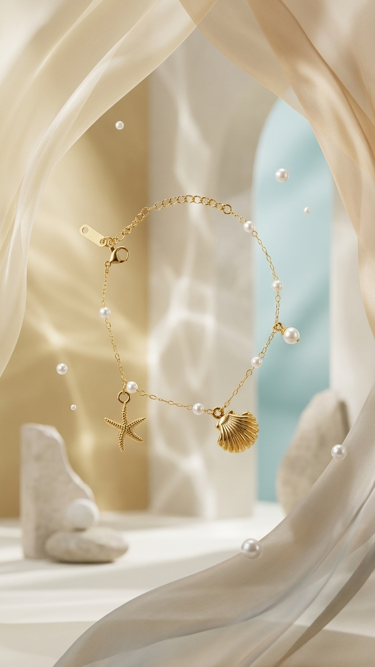 Ocean Pearl Charm Bracelet 🌊 🐚 ⭐ 🤍