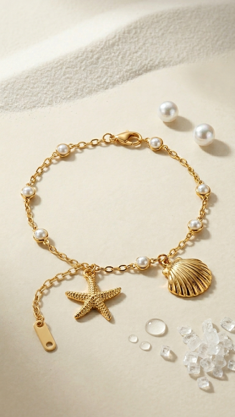 Ocean Pearl Charm Bracelet 🌊 🐚 ⭐ 🤍