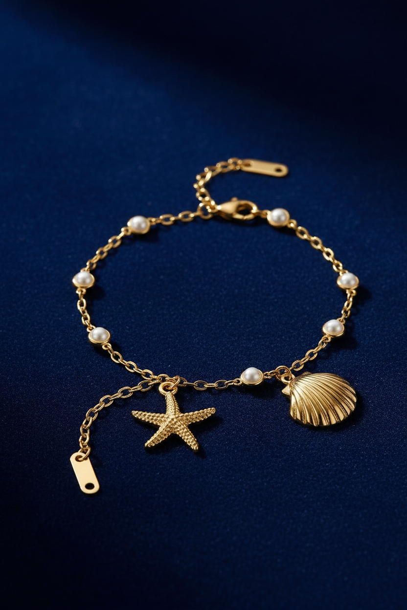 Ocean Pearl Charm Bracelet 🌊 🐚 ⭐ 🤍