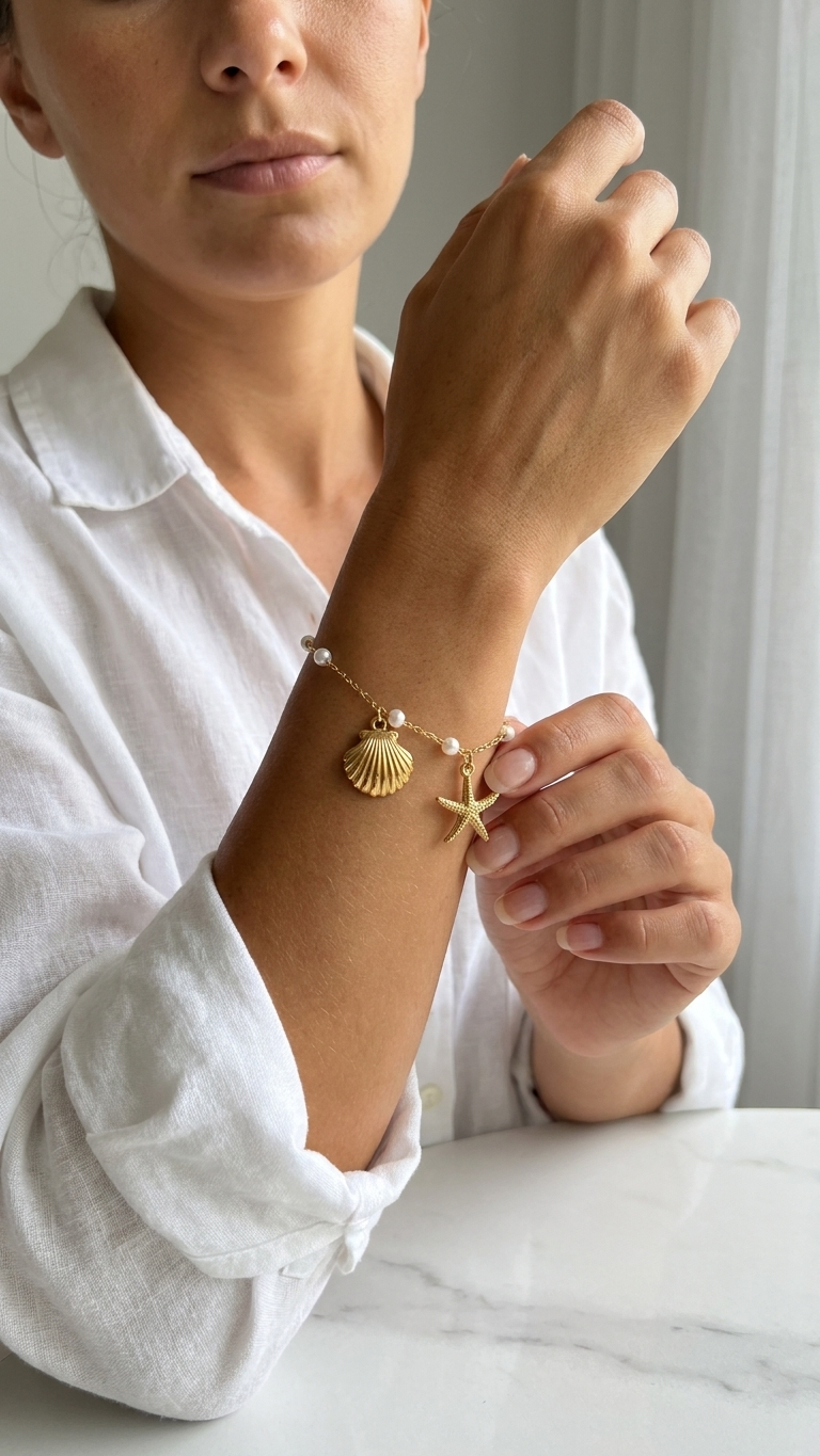 Ocean Pearl Charm Bracelet 🌊 🐚 ⭐ 🤍