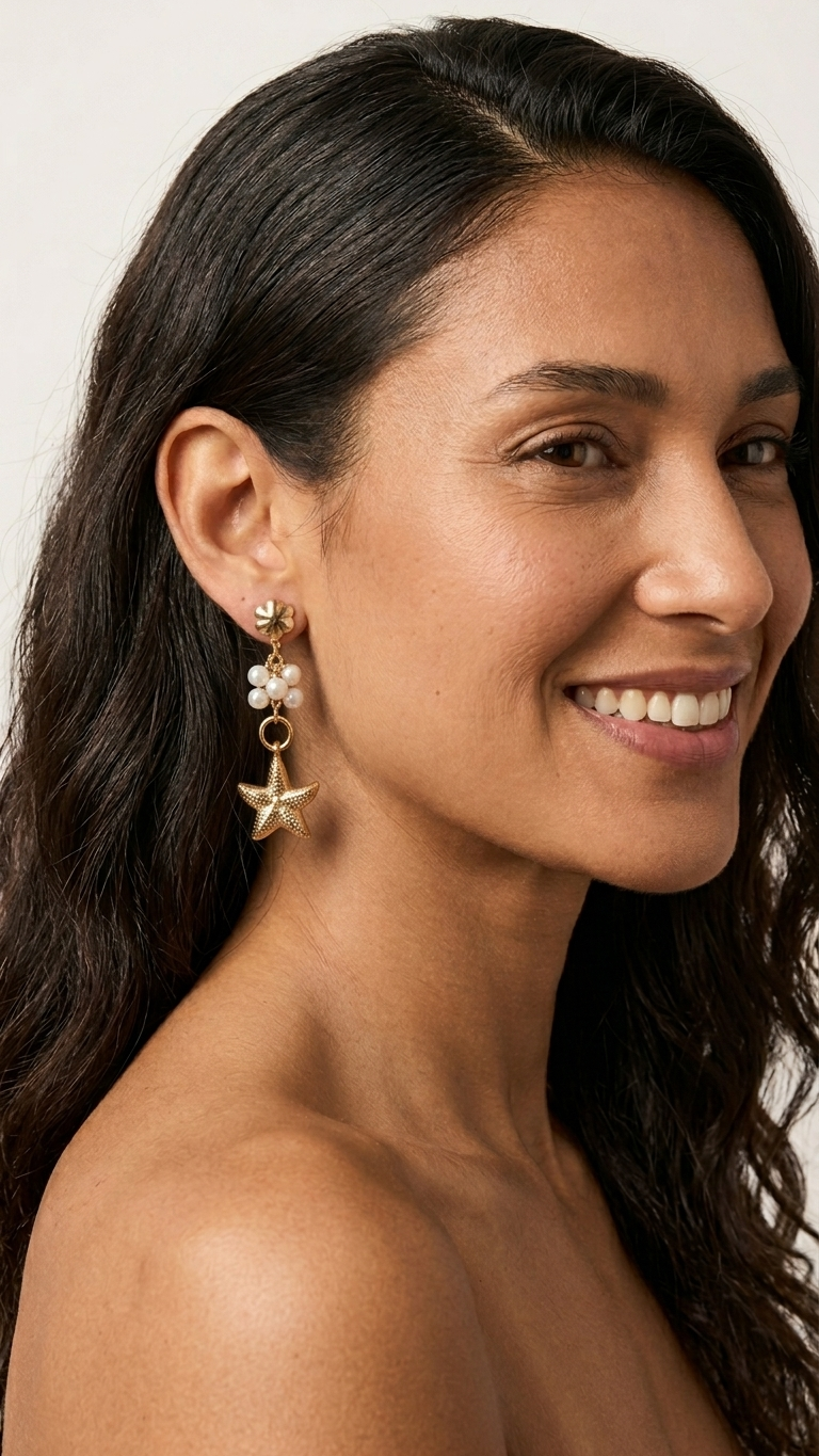Ocean Star Pearl Drop Earrings