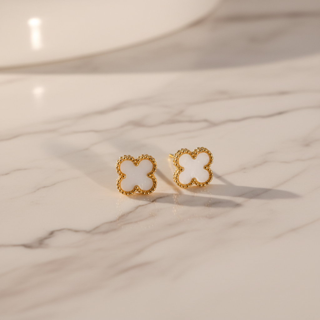 Ivory Clover Luxe Stud Earrings