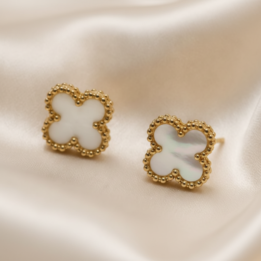 Ivory Clover Luxe Stud Earrings